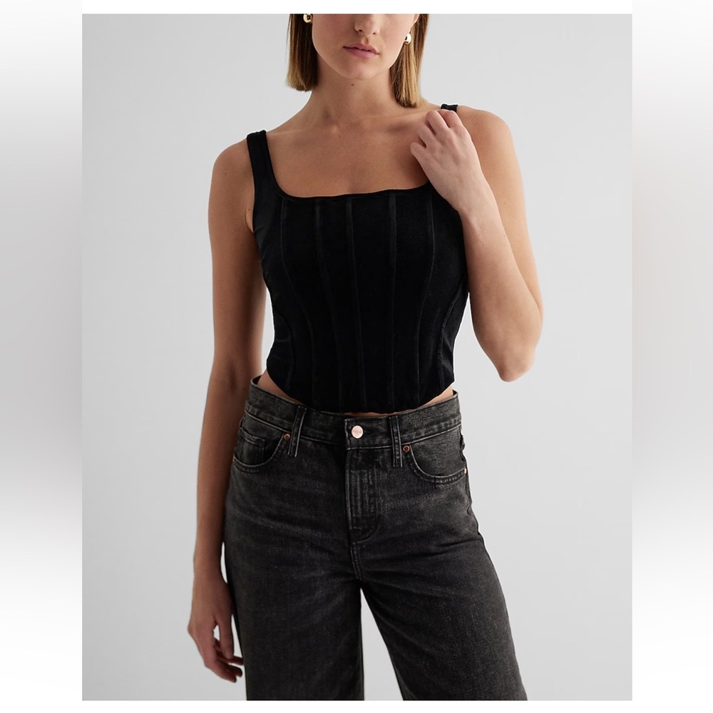 NWT Express black velvet corsette
